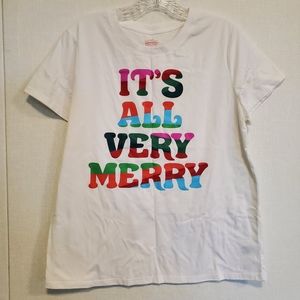 Women's Christmas "It's All Very Merry" pajama shirt. Size L.‎